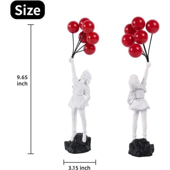 New in Box - Flying Balloons Girl Statue, Modern Art Sculptures for Home Decor - Picture 5 of 6